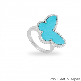 Van Cleef & Arpels White Gold Turquoise Lucky Alhambra Butterfly Ring Van Cleef & Arpels White Gold Turquoise Lucky Alhambra Butterfly Ring